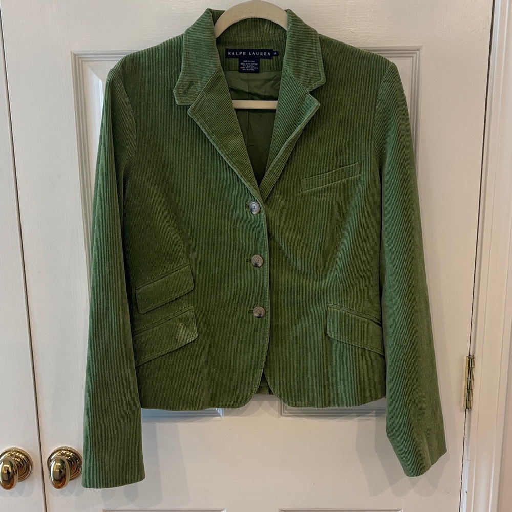 Ralph Lauren Blue Label Green Corduroy‎ Blazer Jacket Women’s 4 Small